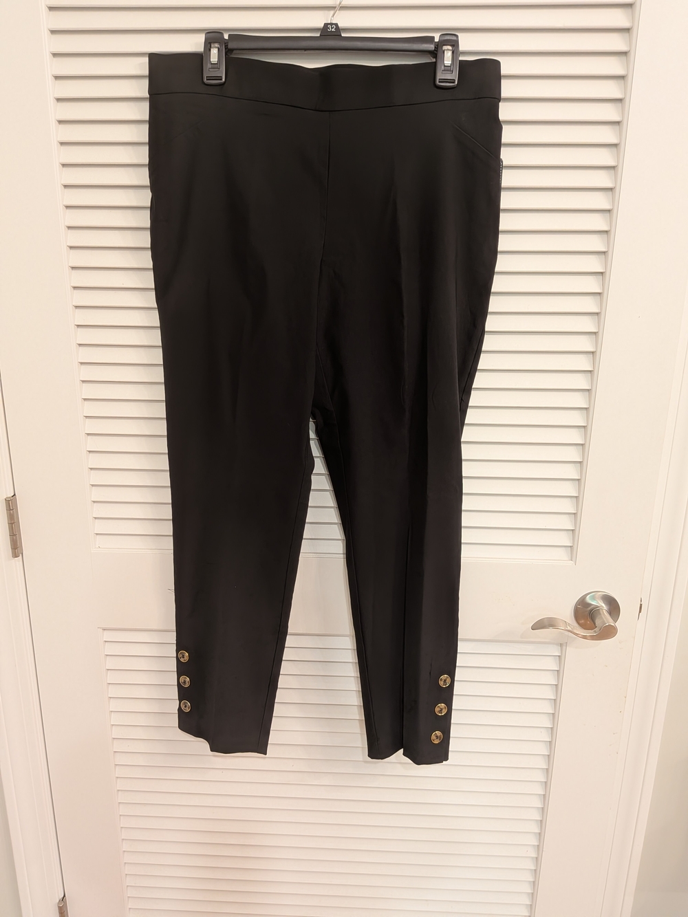 Counterparts Black Slim Ankle Pants with Gold Button Detail Size L New